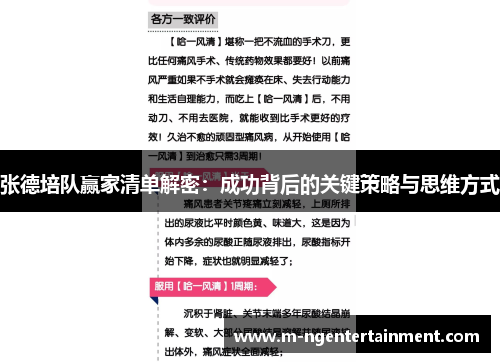张德培队赢家清单解密：成功背后的关键策略与思维方式